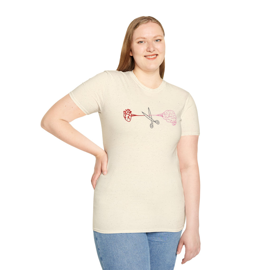 Heart and Brain Scissors T-Shirt | Heart vs Brain Illustration