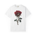 Rose Eye Graphic T-Shirt — Gothic Red Rose Illustration Tee