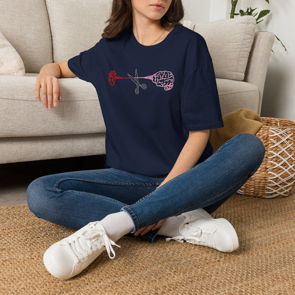 Heart and Brain Scissors T-Shirt | Heart vs Brain Illustration
