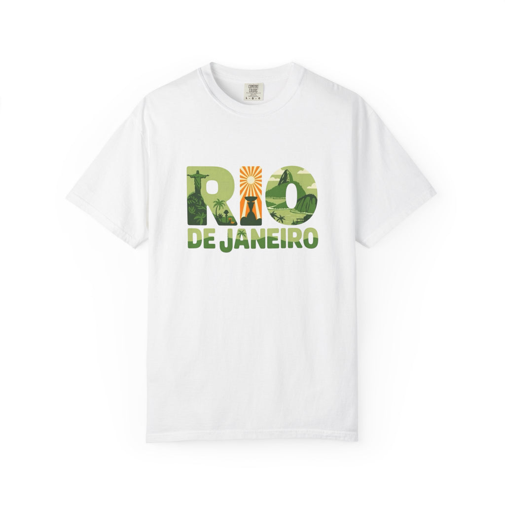 Rio de Janeiro Graphic T-Shirt | Tropical Landscape Lettering