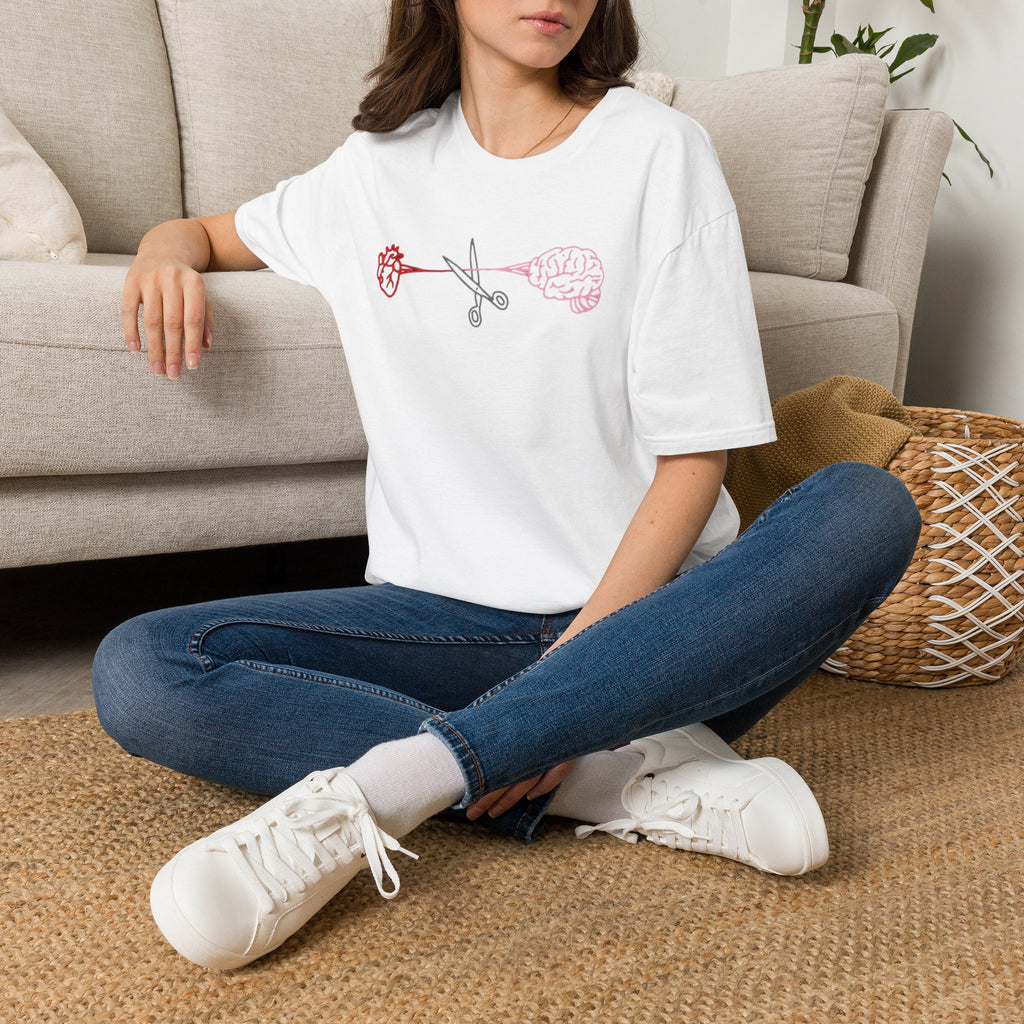 Heart and Brain Scissors T-Shirt | Heart vs Brain Illustration