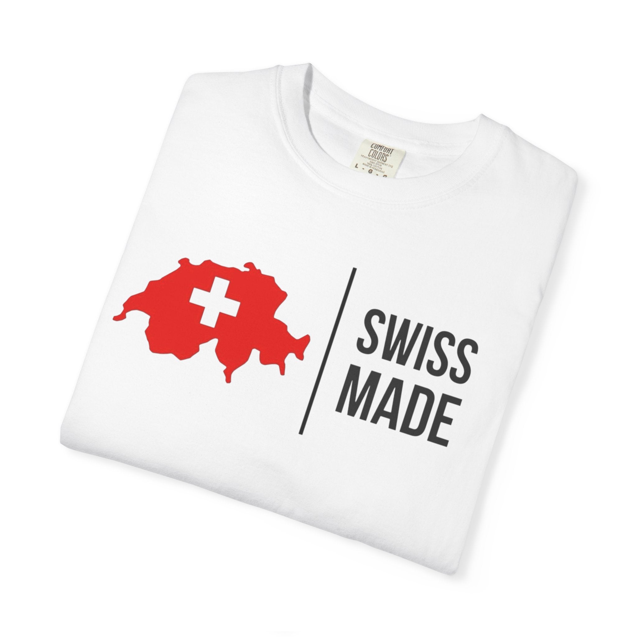 Swiss Made T-Shirt — Red Switzerland Map with Cross