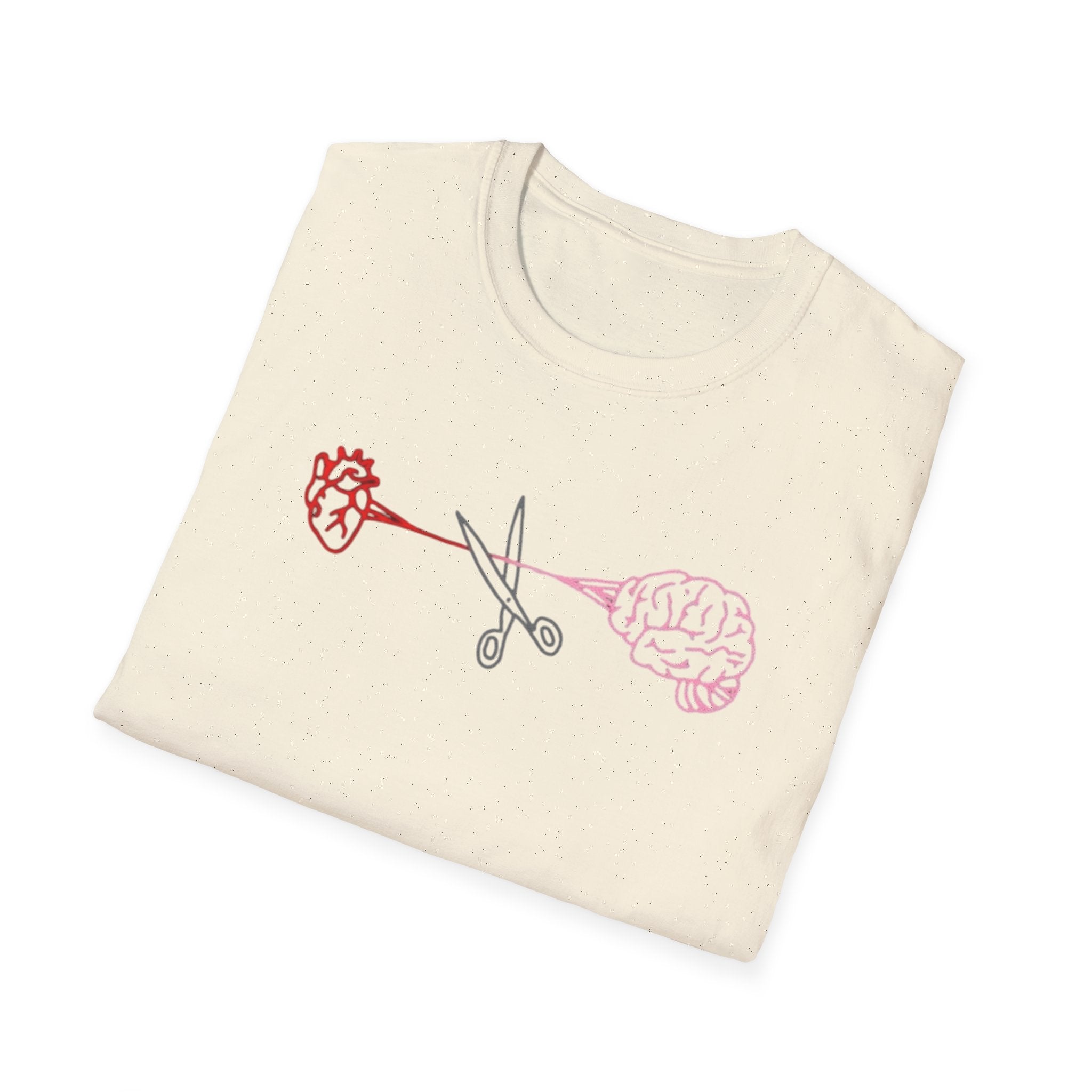 Heart and Brain Scissors T-Shirt | Heart vs Brain Illustration