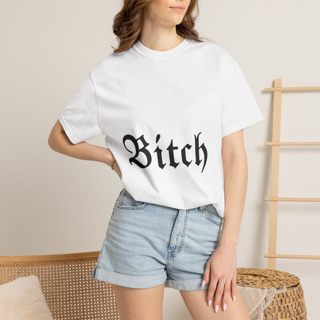 Graphic T-Shirt — 'Bitch' Front / 'Fuck You' Back Gothic Statement Tee