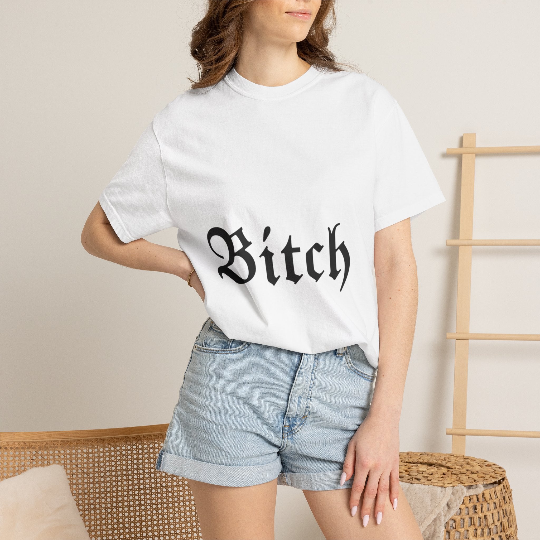 Graphic T-Shirt — 'Bitch' Front / 'Fuck You' Back Gothic Statement Tee