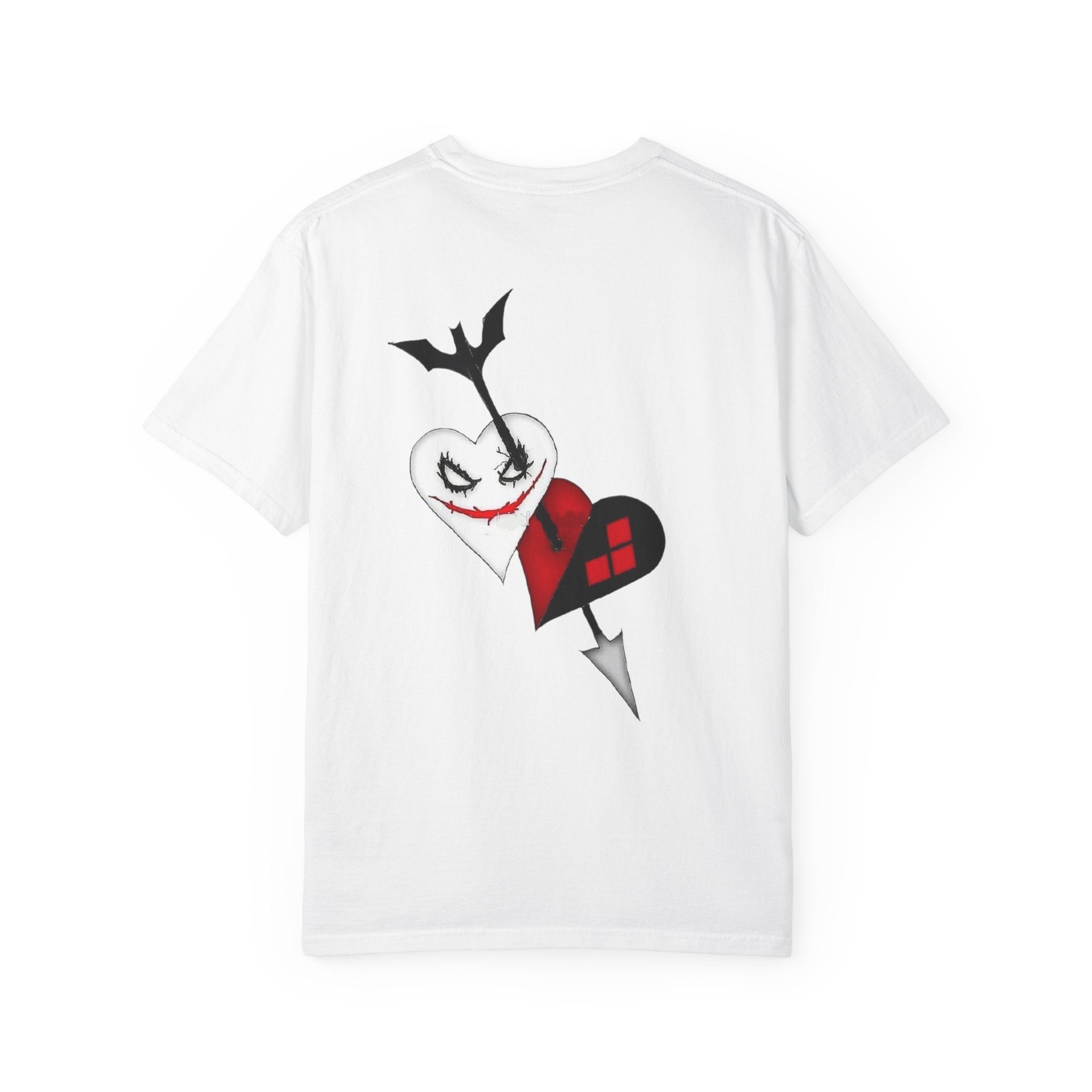 Joker Graphic T-Shirt — Red Graffiti Front & Harlequin Heart Back
