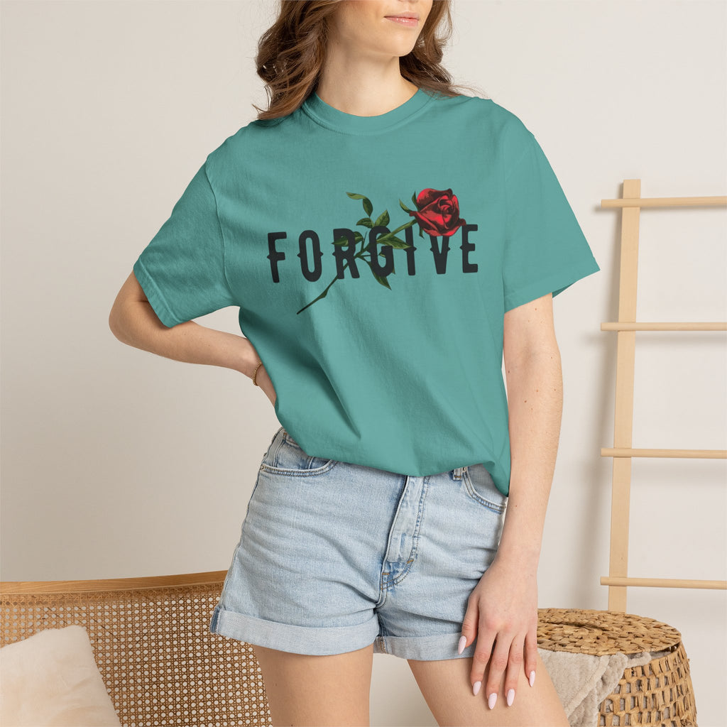 Forgive Rose T-Shirt — Floral Typography Graphic Tee