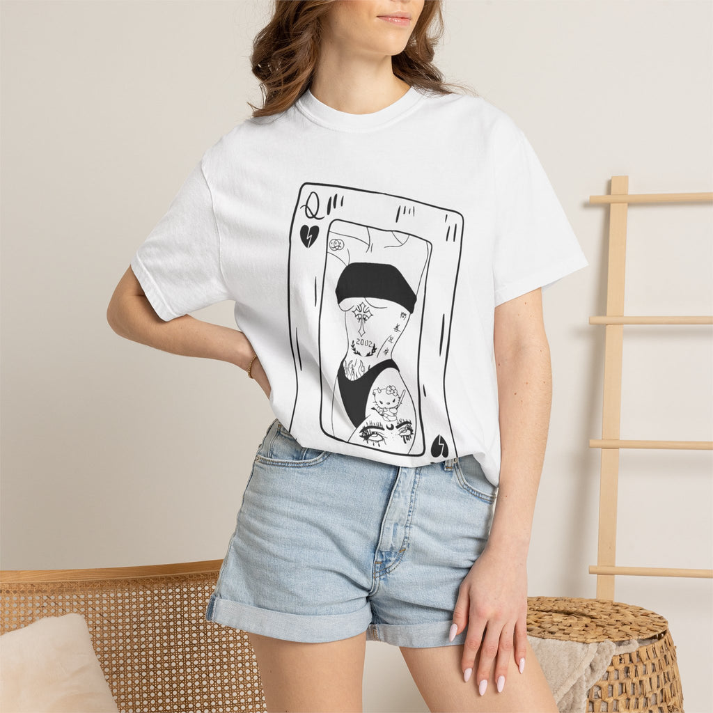 Queen of Hearts Playing Card T-Shirt — Retro Illustration Tee