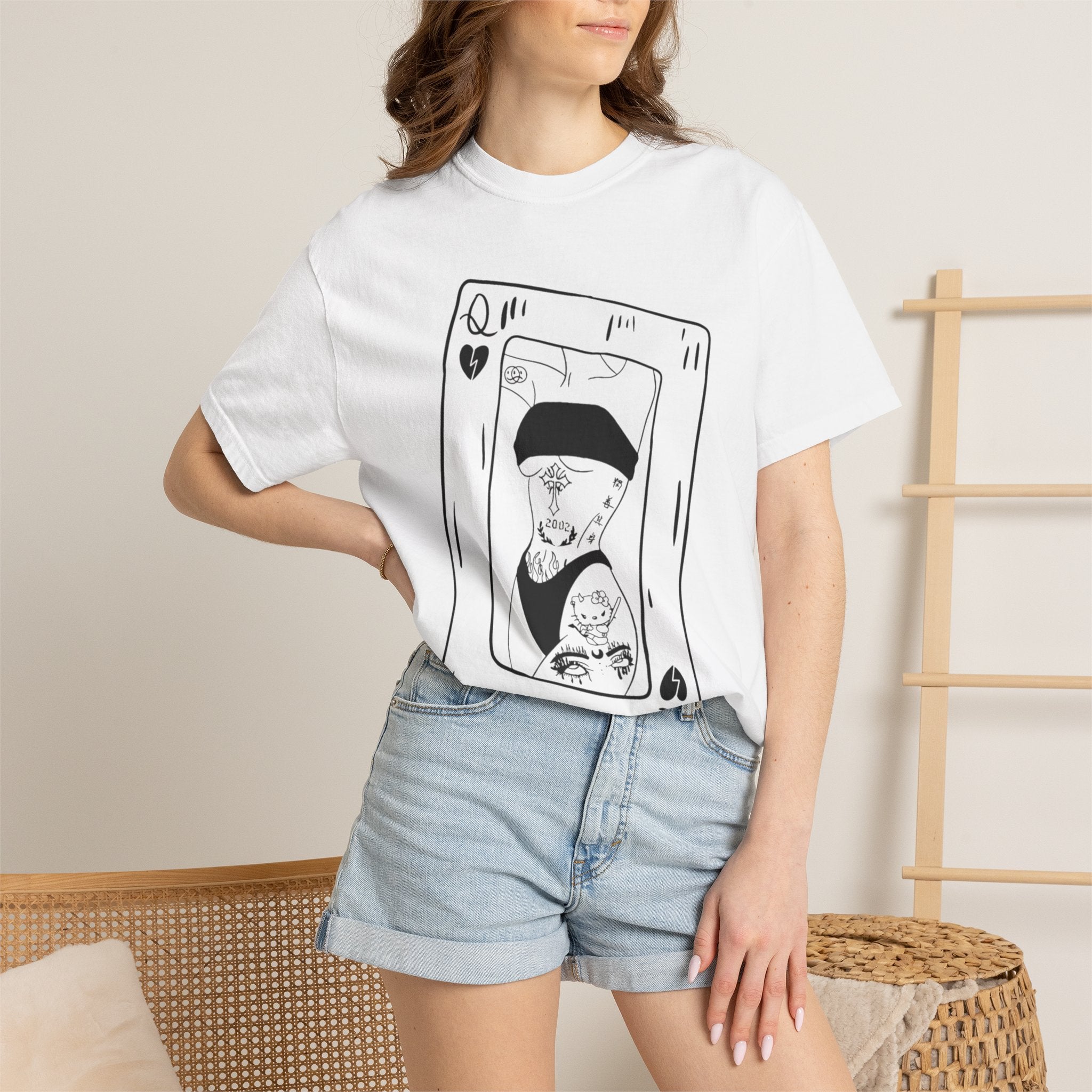 Queen of Hearts Playing Card T-Shirt — Retro Illustration Tee