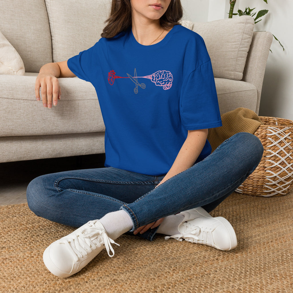 Heart and Brain Scissors T-Shirt | Heart vs Brain Illustration