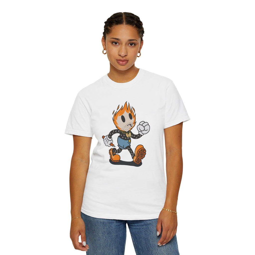 Flame-Head Retro Cartoon T-Shirt