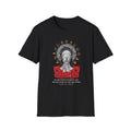 Spiritual Symbols Graphic T-Shirt — Blindfolded Figure with Rose & Faith Icons