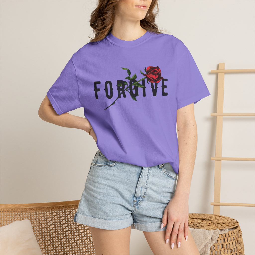 Forgive Rose T-Shirt — Floral Typography Graphic Tee