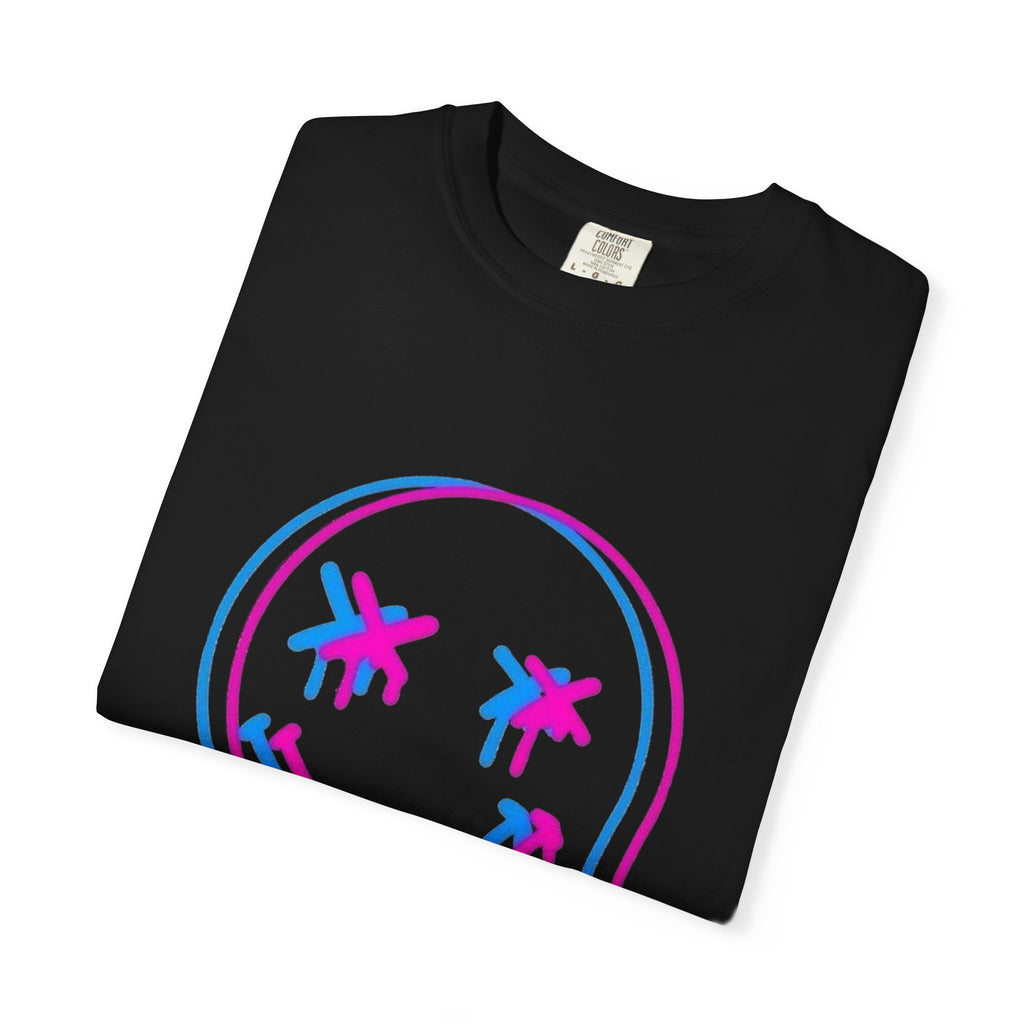 Melting Neon Skull Tee - Vaporwave Drip Graphic T-Shirt