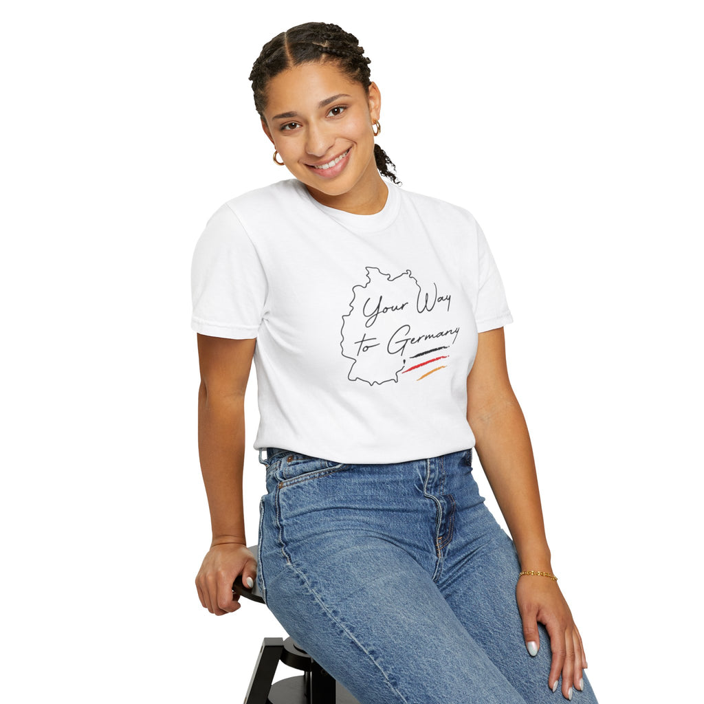 Your Way to Germany T-Shirt — Map Design with Script Text