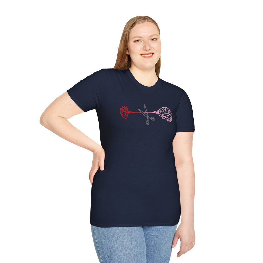 Heart and Brain Scissors T-Shirt | Heart vs Brain Illustration