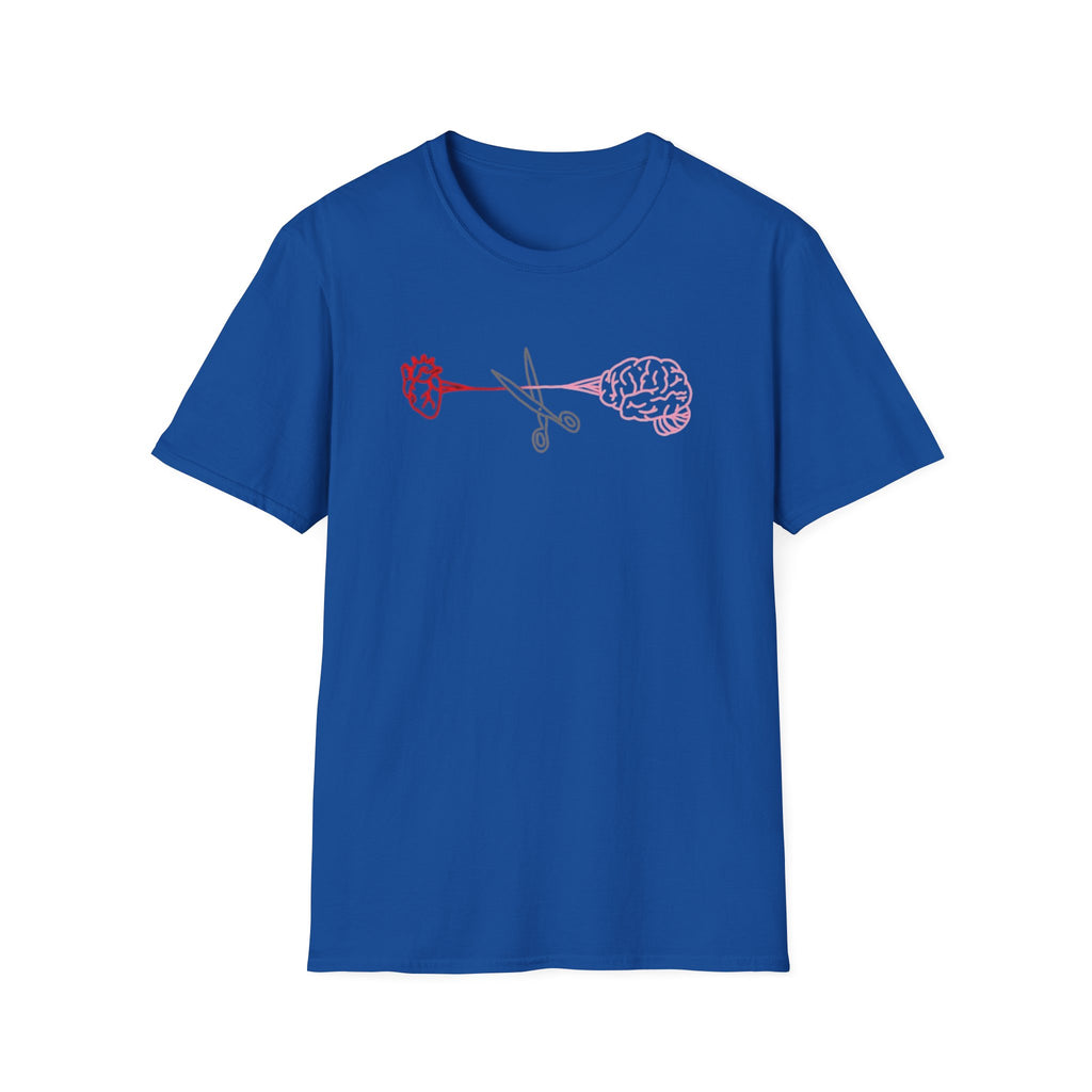 Heart and Brain Scissors T-Shirt | Heart vs Brain Illustration