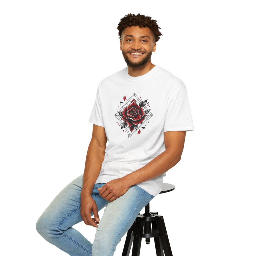Rose Tattoo Graphic T-Shirt — Red Rose Diamond Design