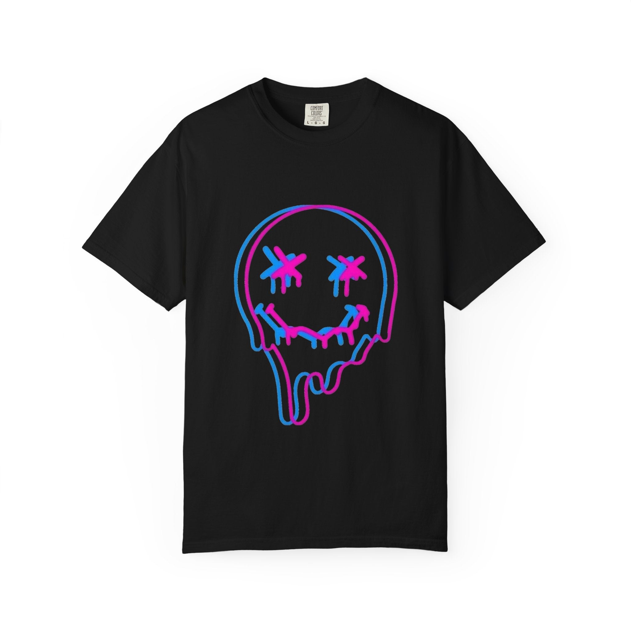 Melting Neon Skull Tee - Vaporwave Drip Graphic T-Shirt
