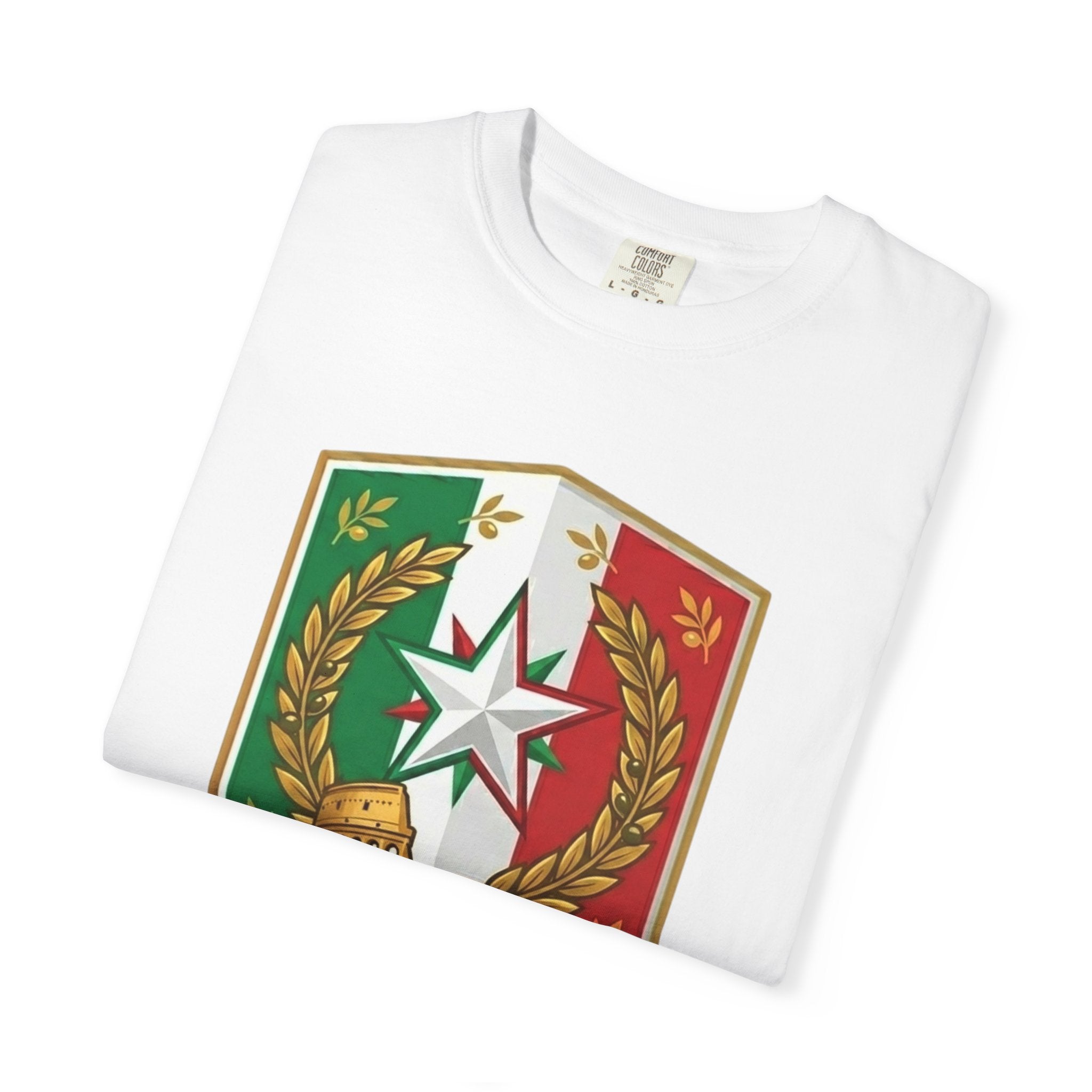 Italy Crest T-Shirt – Italian Flag Shield with Colosseum & Stella d'Italia