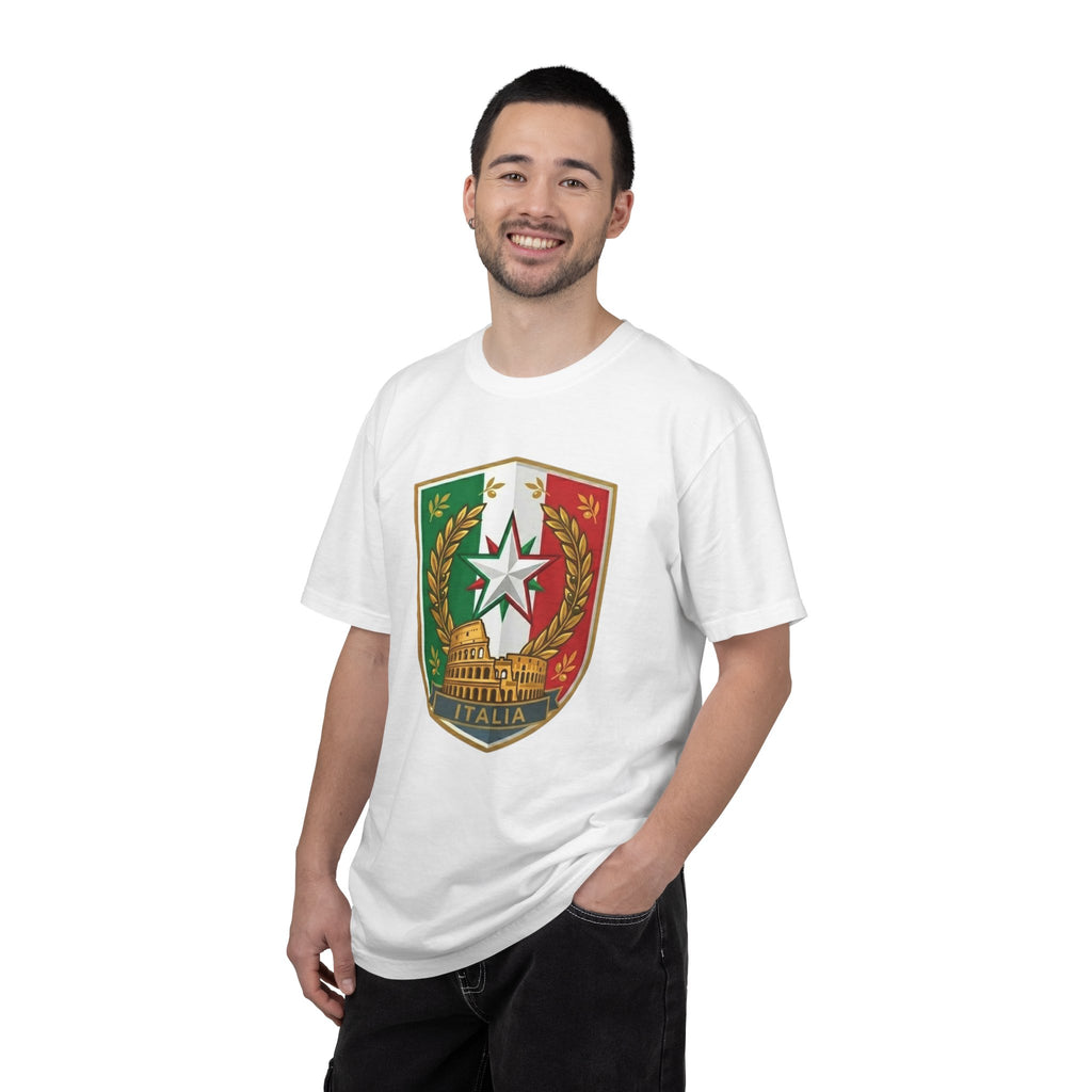 Italy Crest T-Shirt – Italian Flag Shield with Colosseum & Stella d'Italia