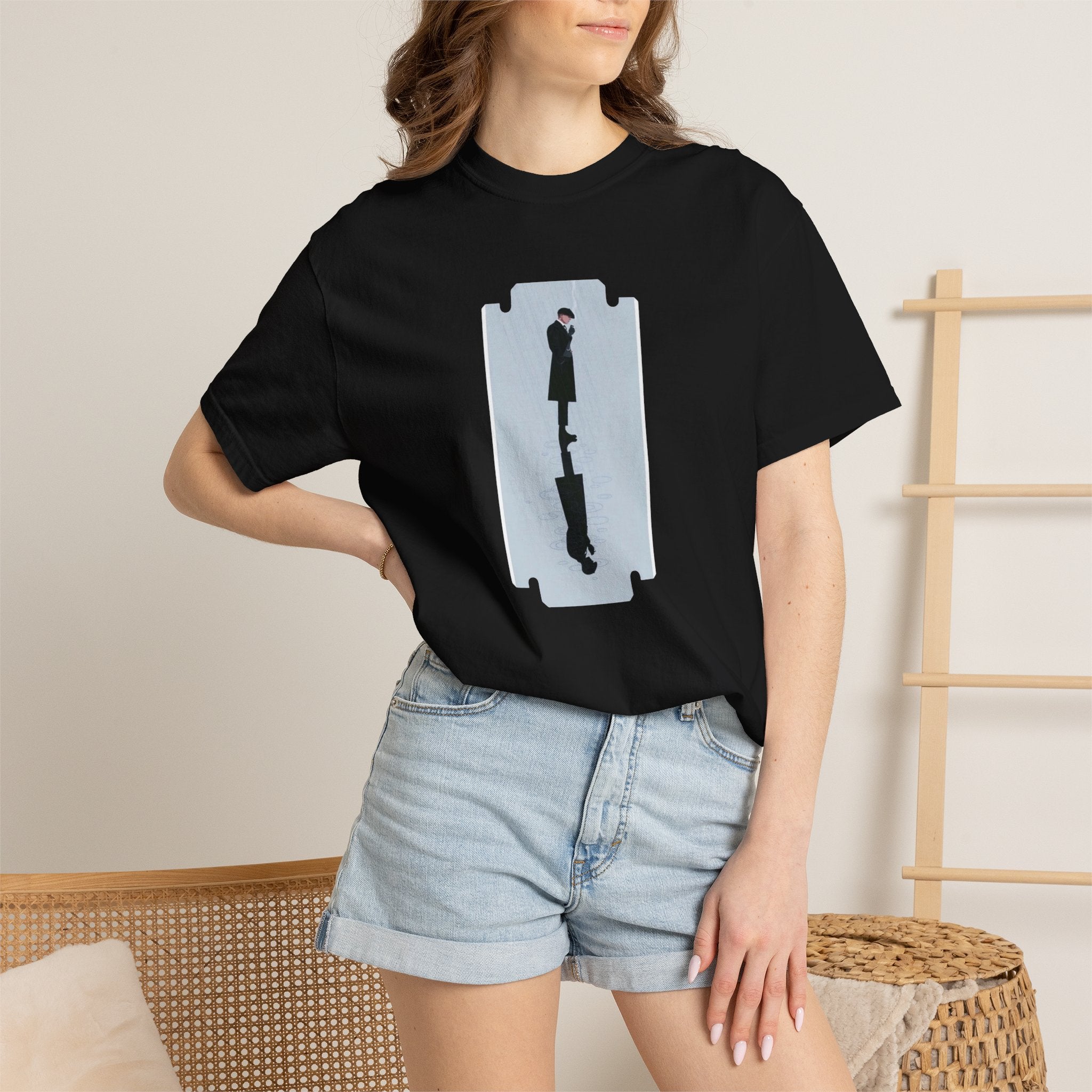 Razor Reflection T-Shirt — Minimalist Double Silhouette Design