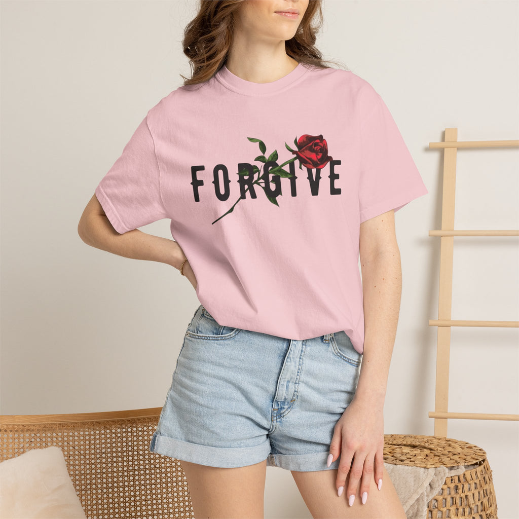 Forgive Rose T-Shirt — Floral Typography Graphic Tee