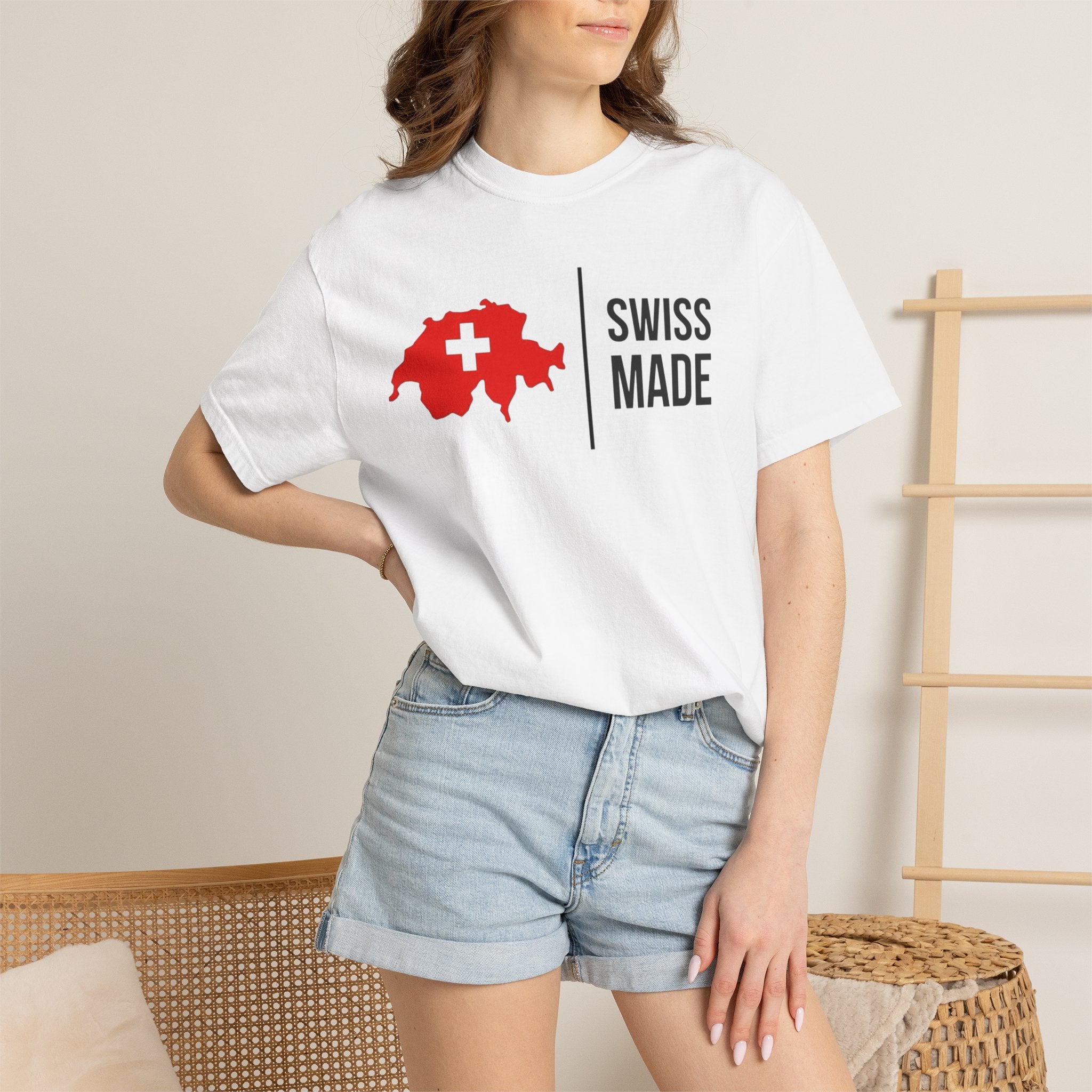Swiss Made T-Shirt — Red Switzerland Map with Cross