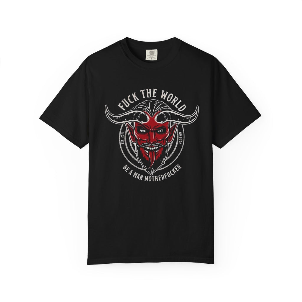 Devil Skull with Horns Fuck The World T-Shirt | Bold Graphic Tee