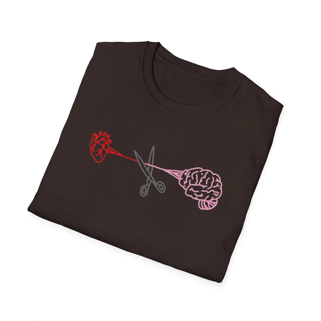 Heart and Brain Scissors T-Shirt | Heart vs Brain Illustration
