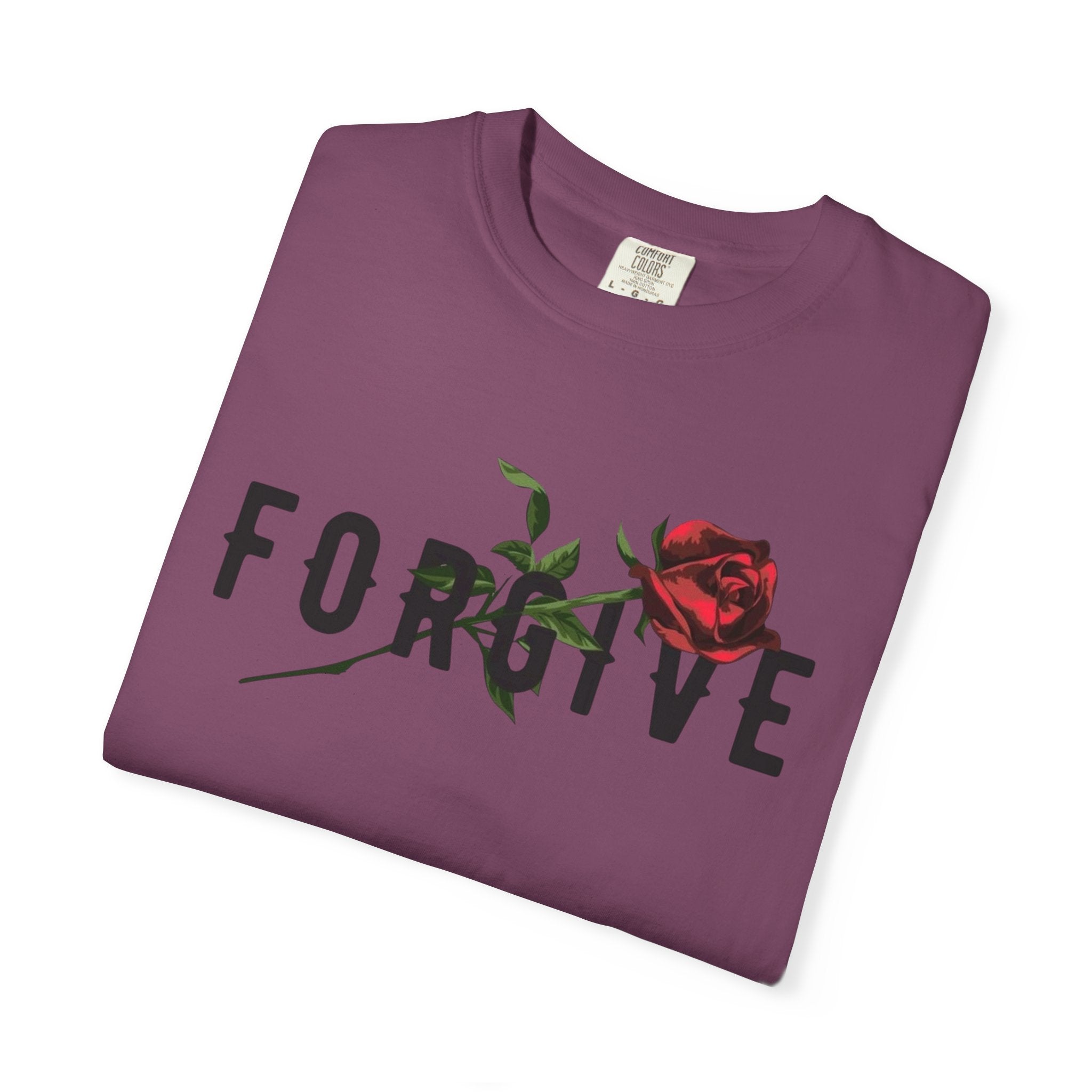Forgive Rose T-Shirt — Floral Typography Graphic Tee