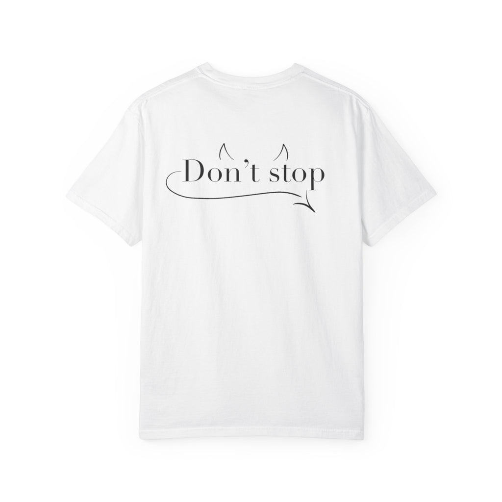Zigarrenkatze T-Shirt – Grafik-T-Shirt „Don't Stop“.