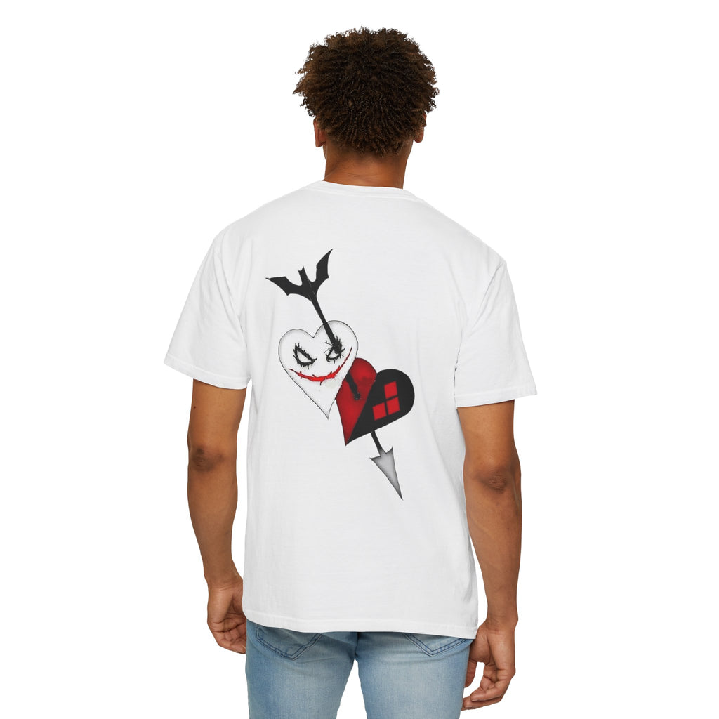 Joker Graphic T-Shirt — Red Graffiti Front & Harlequin Heart Back
