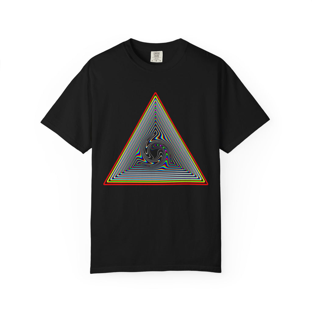 Psychedelic Triangle Spiral T-shirt | Rainbow Geometric Trippy Tee