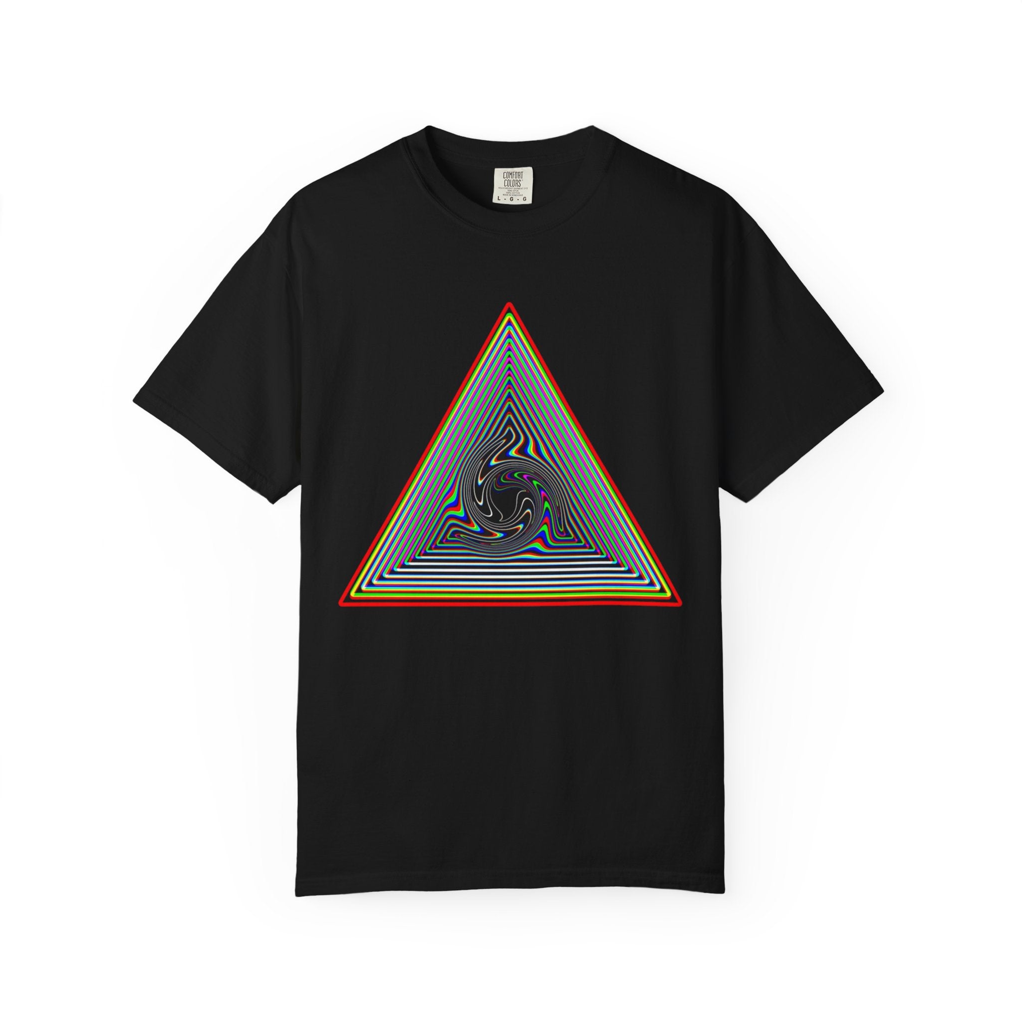 Psychedelic Triangle Spiral T-shirt | Rainbow Geometric Trippy Tee