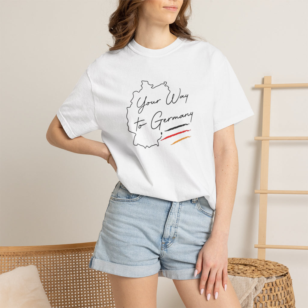 Your Way to Germany T-Shirt — Map Design with Script Text