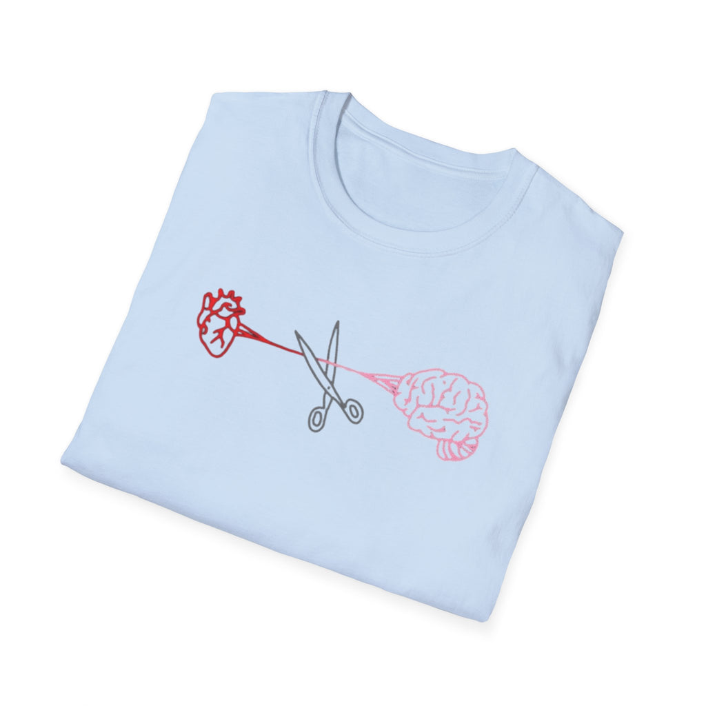 Heart and Brain Scissors T-Shirt | Heart vs Brain Illustration
