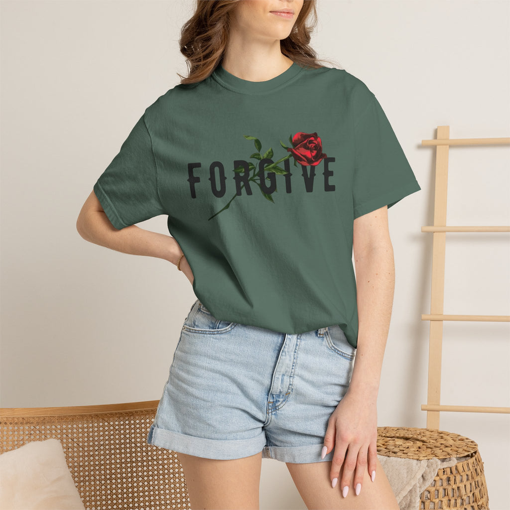 Forgive Rose T-Shirt — Floral Typography Graphic Tee