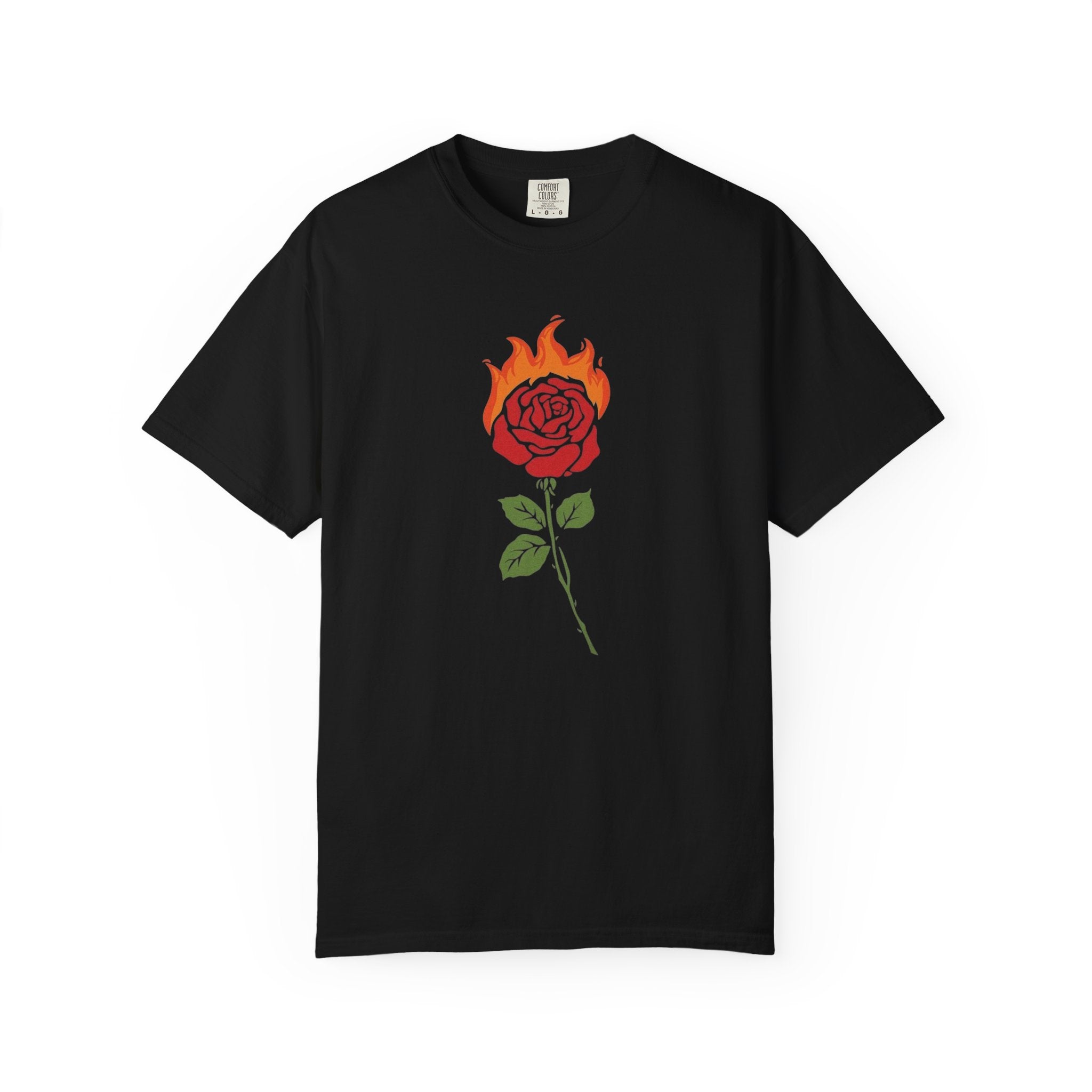 Flaming Rose T-shirt | Burning Rose Graphic Tee