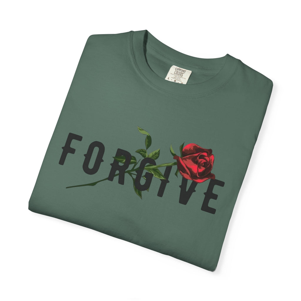 Forgive Rose T-Shirt — Floral Typography Graphic Tee