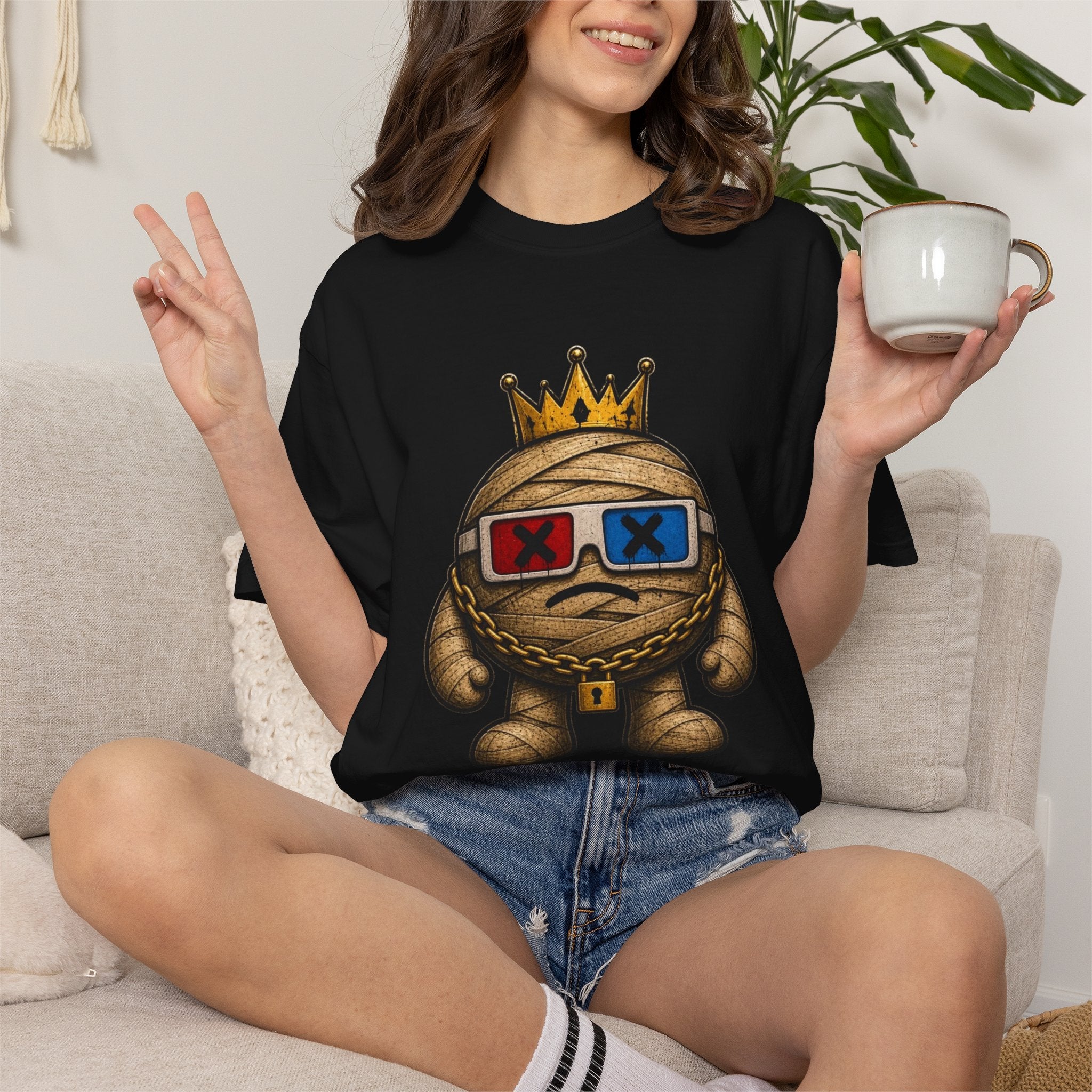 King Mummy Graphic T-Shirt — Retro 3D Glasses Cartoon Tee