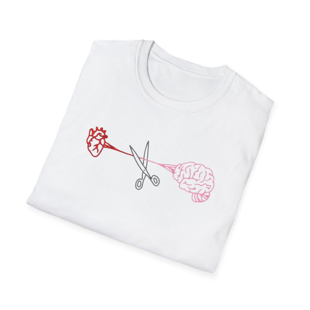 Heart and Brain Scissors T-Shirt | Heart vs Brain Illustration