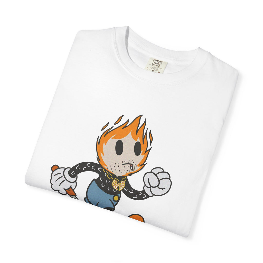 Flame-Head Retro Cartoon T-Shirt