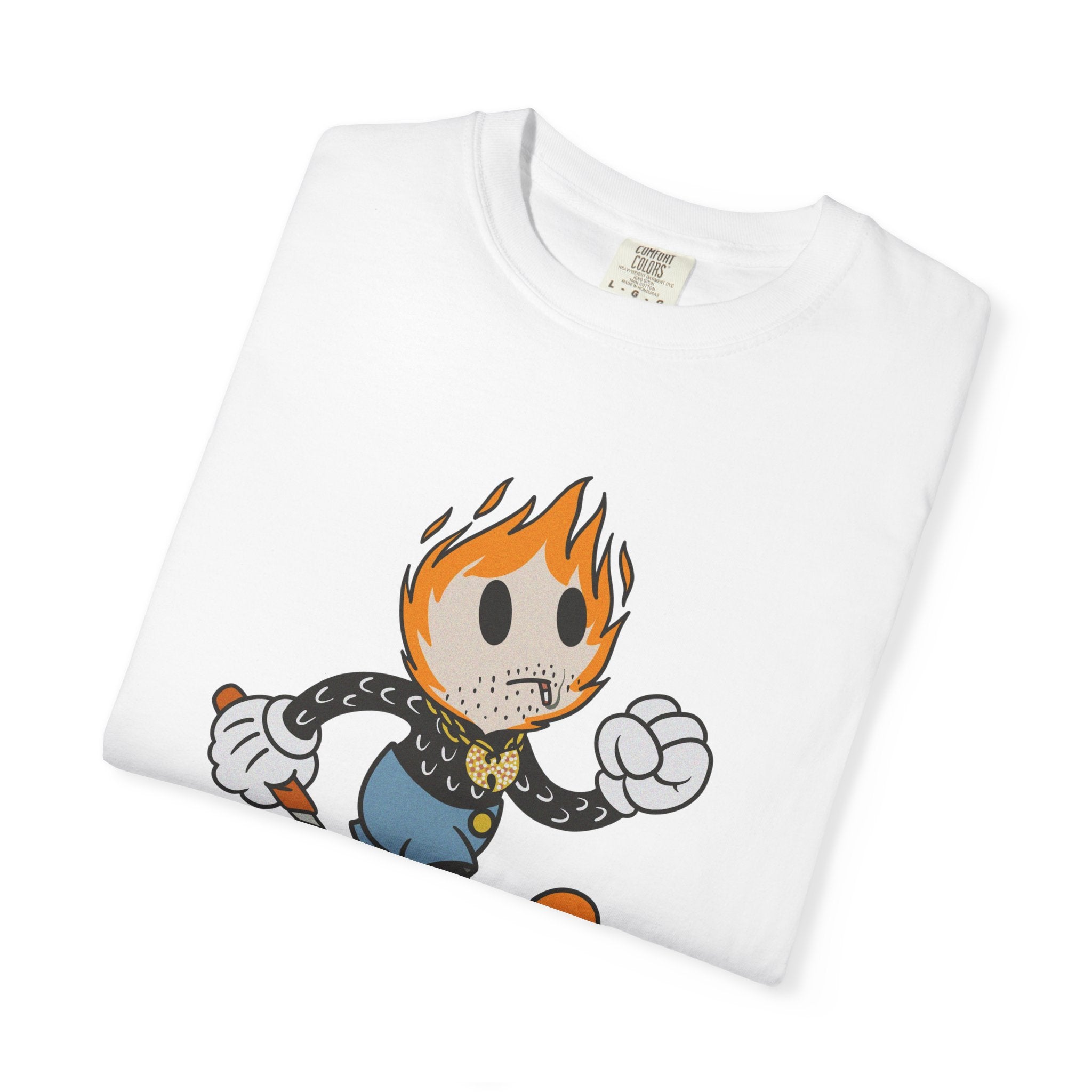 Flame-Head Retro Cartoon T-Shirt