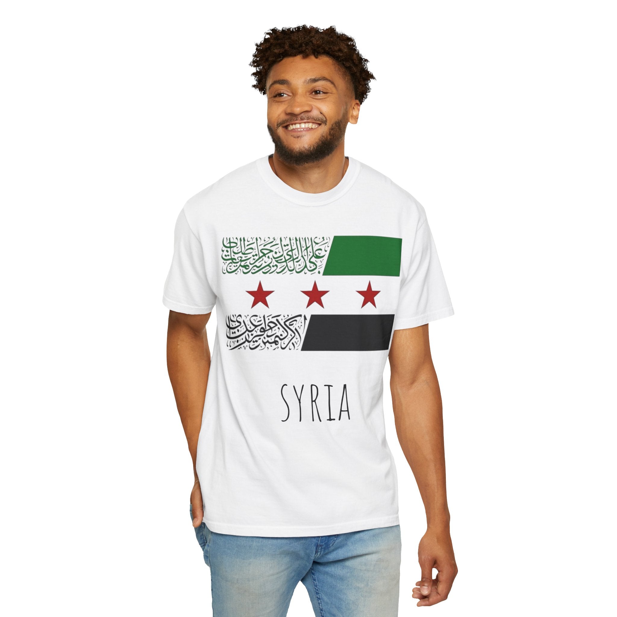 Syria Flag Graphic T-Shirt — Retro Arab Spring Stars Tee