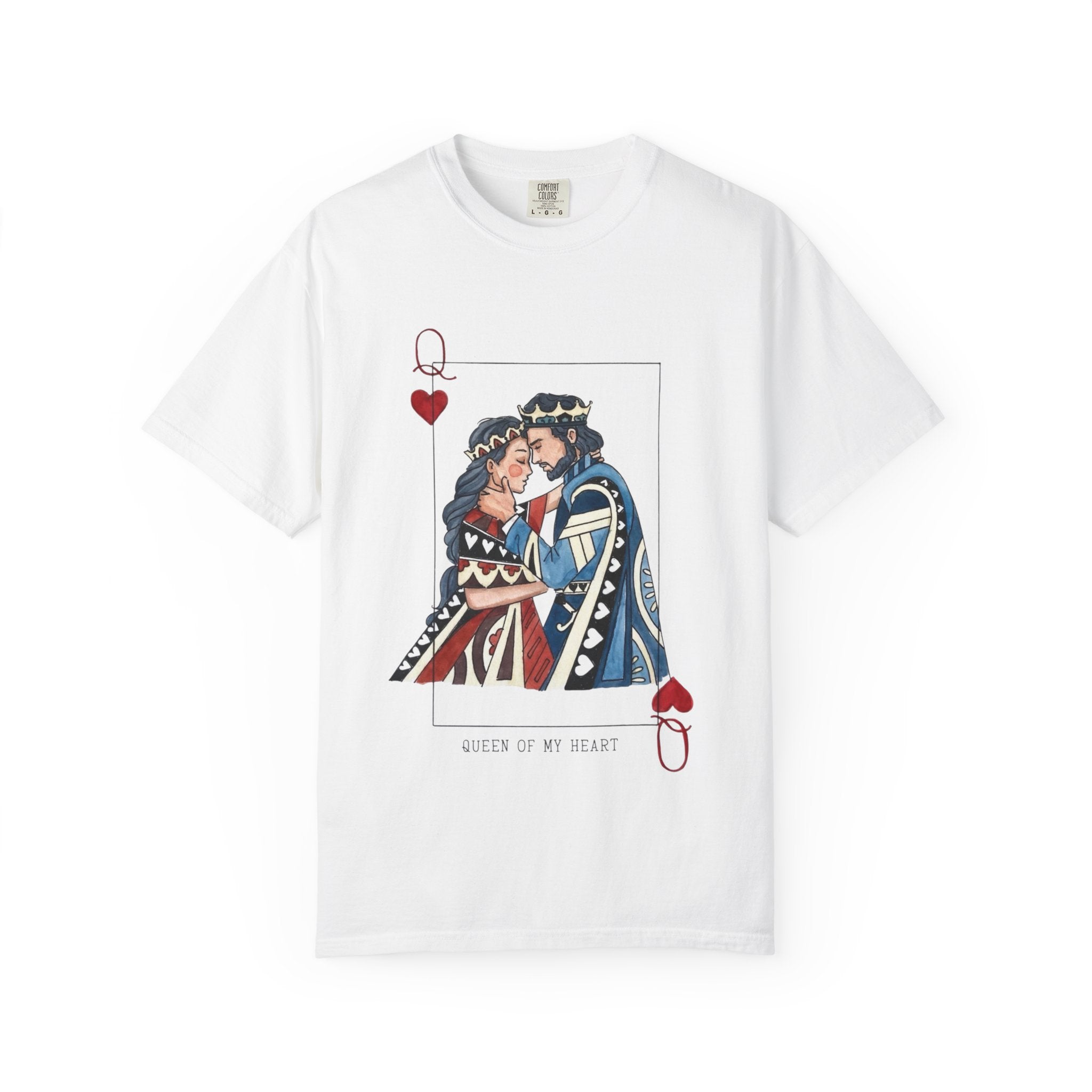 T-Shirt — King & Queen Playing Card 'Queen of My Heart' Romantic Graphic Tee