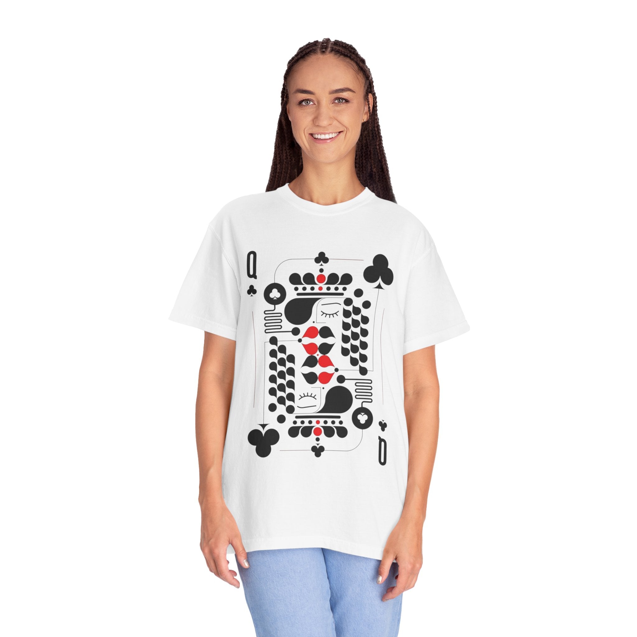 Queen of Clubs Graphic T‑Shirt — Playing Card Design