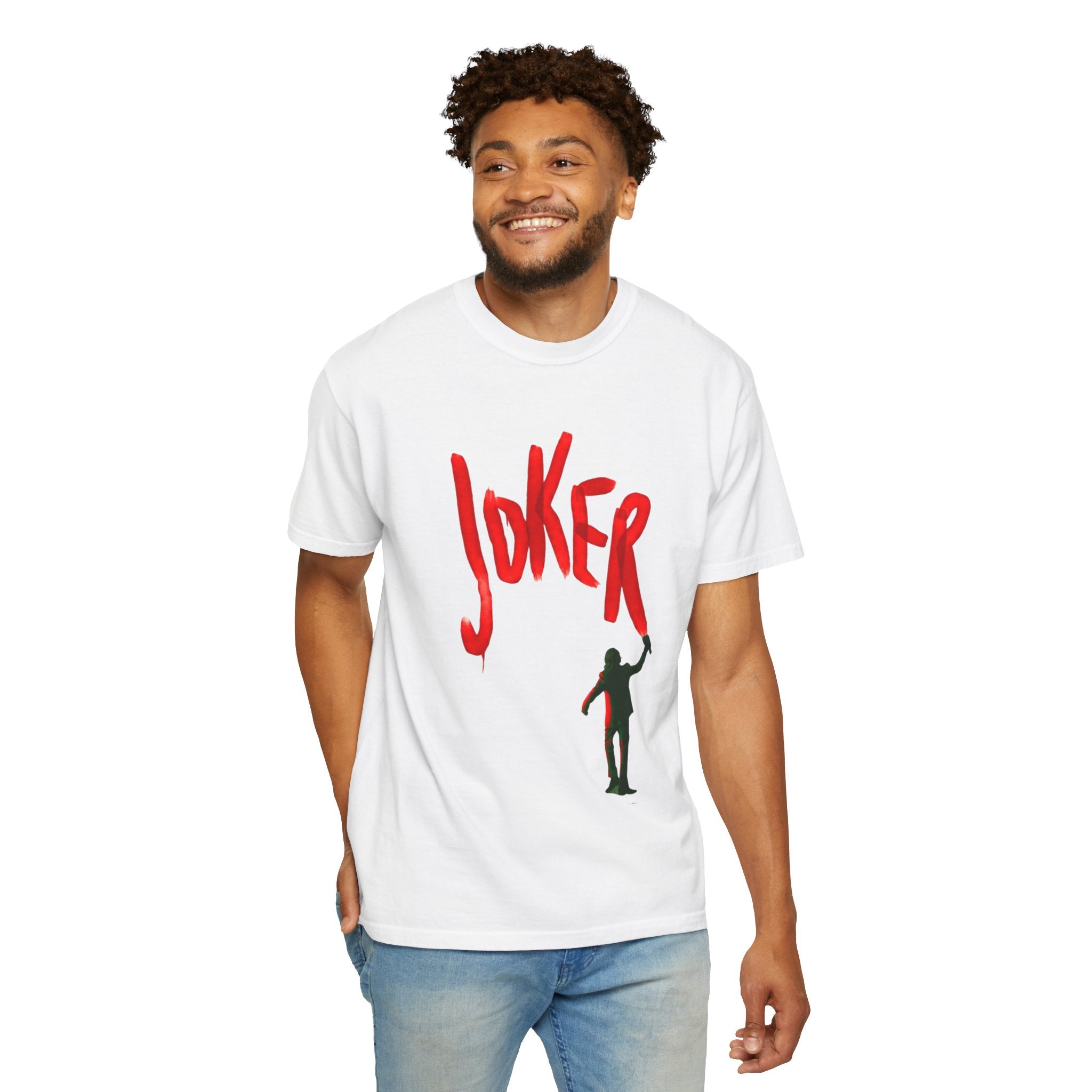 Joker Graphic T-Shirt — Red Graffiti Front & Harlequin Heart Back