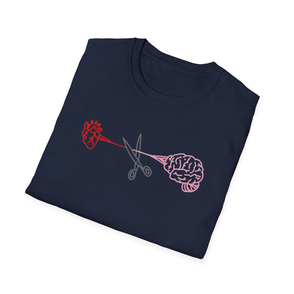 Heart and Brain Scissors T-Shirt | Heart vs Brain Illustration