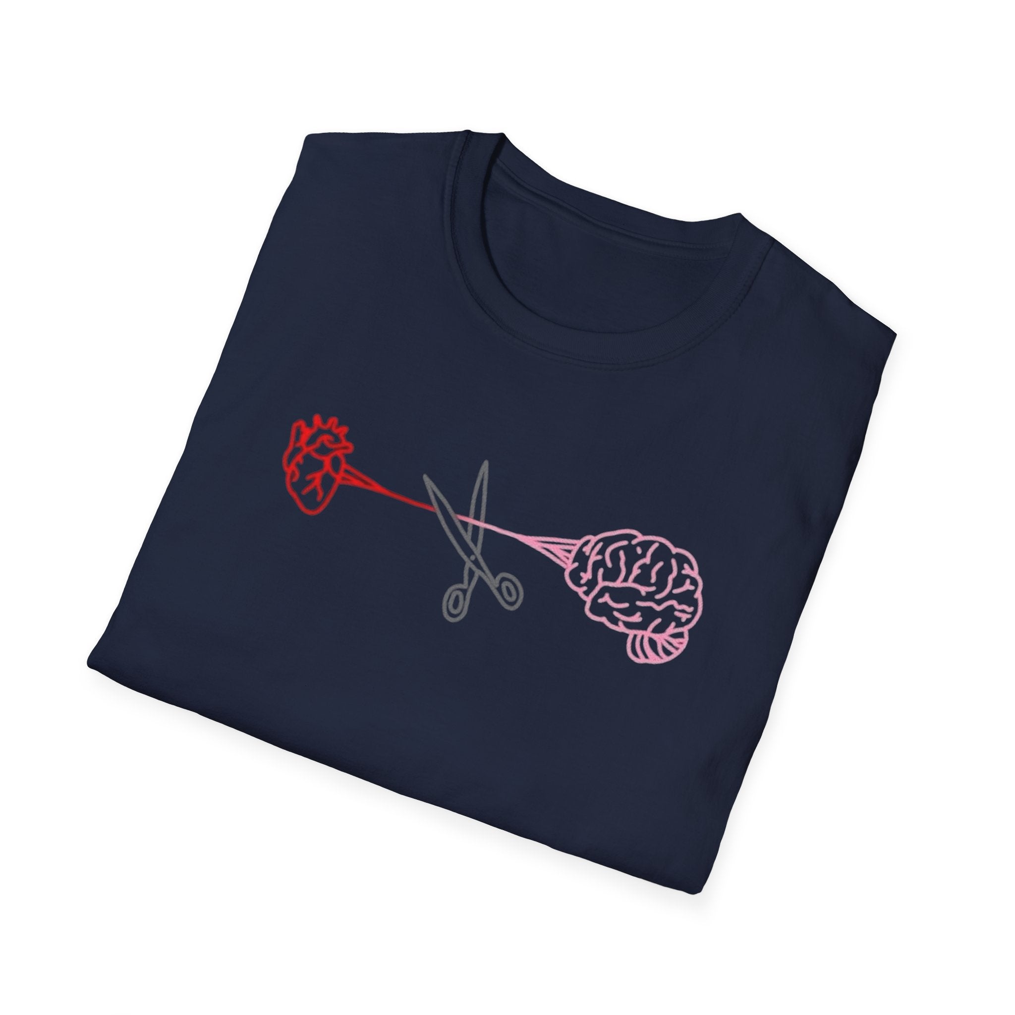 Heart and Brain Scissors T-Shirt | Heart vs Brain Illustration